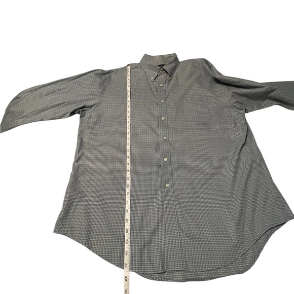 Land’s End men’s long sleeve plaid button-down shirt size 17.5/ 35 blue/ gray - Picture 6 of 9